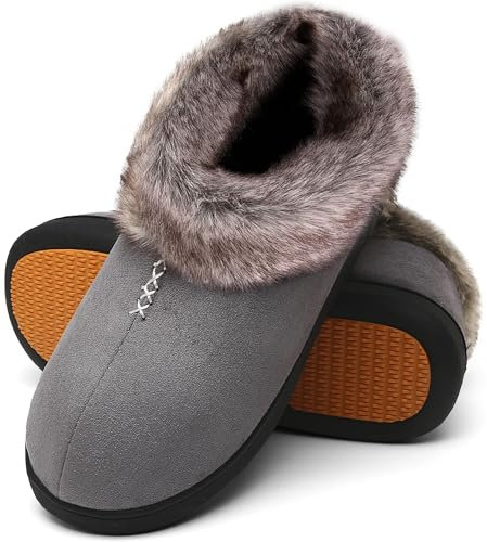 Mishansha Zapatillas Casa Mujer Invierno Pantuflas Mujer Invierno Zapatillas de estar por Casa Cerradas Calientes Women Slippers Gris,Gr.40 EU