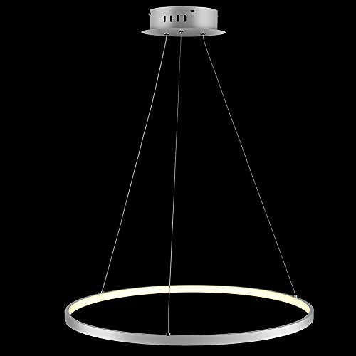 Kreis LED Pendelleuchte Modern Metall Acryl Aufgehängt Kronleuchter Verstellbar Insel Hängelampe Für Wohnzimmer Küche Schlafzimmer,White+Stepless Dimming-80cm 50W