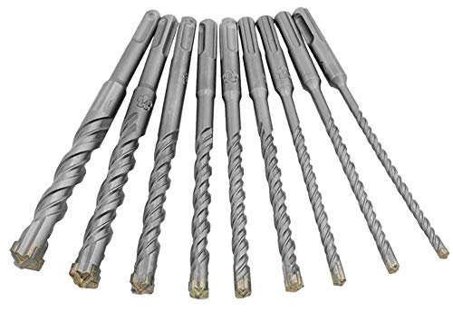 Dreneco Punte Trapano Muro SDS-Plus Per Cemento Armato e Muratura, 9 pezzi Punte Trapano 5/6/6/8/8/10/12/14/16 x 16cm
