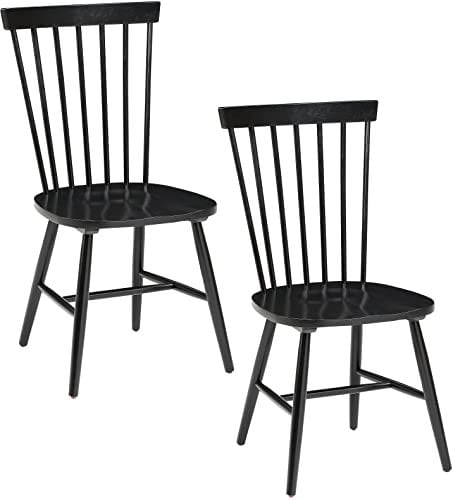 OSP Home Furnishings Eagle Ridge Esszimmerstühle im traditionellen Windsor-Stil, Massivholz, Schwarz, 2 Stück