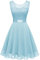 Berylove Damen Spitzenkleid Brautjungfer Elegant Party Knielang Cocktailkleid Chiffon Ärmellos BLP7005 B-Light blue XS