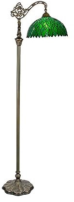 LANMOU Retro Tiffany Stehleuchte Dimmbar Wohnzimmer, Vintage Landhaus Glasmalerei Stehlampe mit Fernbedienung und Einstellbar Grün Glasschirm 12W LED Leselampe für Schlafzimmer, 166cm
