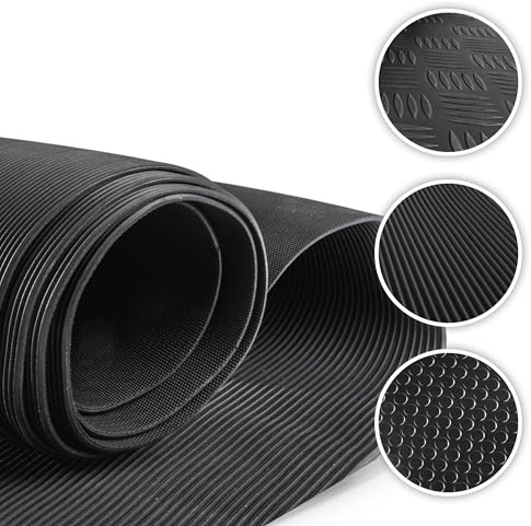 Walser Gummimatte Saturn, zuschneidbare Gummimatten Boden 100x300 cm, Gummimatte Außenbereich, universal Gummi Schutzmatte für Garagen Boden, Werkstatt Boden, Outdoor, Gummimatte Meterware schwarz
