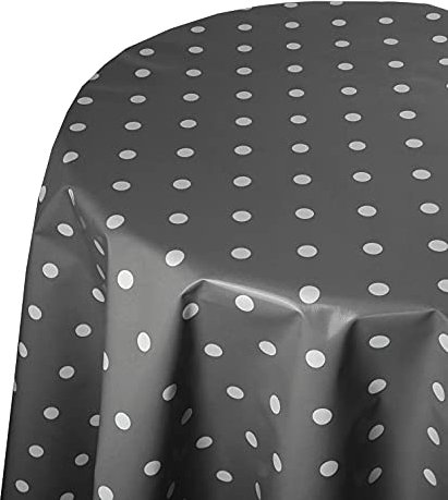 Wachstuch Wachstischdecke Tischdecke Größe wählbar Punkte Grau Rund 90 cm abwaschbar Gartentsichdecke