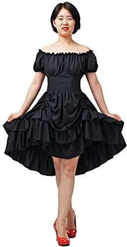 COSDREAMER Damen Gothic Kleid Steampunk Ruffle High Low Dress Viktorianisches Kleid
