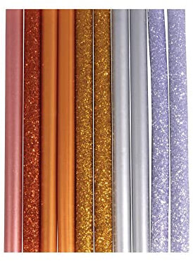 Rayher Heißklebesticks Glitter/Metallic, für Mini-Heißklebepistole (Niedrigtemperatur), 10 Stück, Länge 10 cm, 7 mm ø, gold/silber/kupfer gemischt, 33496999