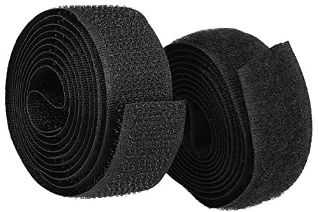mumbi Klettband zum Nähen, Klett bestehend aus Haken und Flausch zum Aufnähen, Klettverschluss 20mm x 1 Meter, Schwarz
