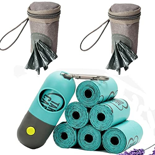 Canzoon Hundekotbeutelspender 3Pcs Hundekotbeutel Mit Beutelspender Hundekotbeutelspender Mit Integrierter LED-Taschenlampe Und Robuster Karabiner Für Hundekotbeutel Mit Beutelspender