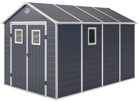 Gardiun Abri de Jardin en résine Zoe D - 8,90 m² 242 x 368 x 239 cm avec Sol Gris Anthracite