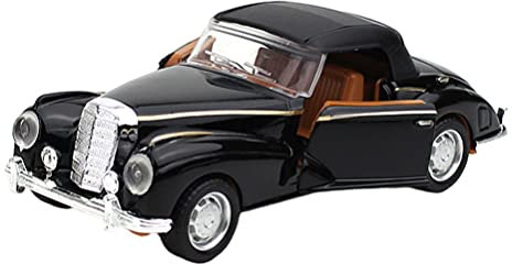 TOYANDONA Vintage Diecast Car Model, Retro Alloy Car Toy, Black Metal Classic Car for Home Decor, Collectible Gifts for Car Lovers, 1/32 Scale