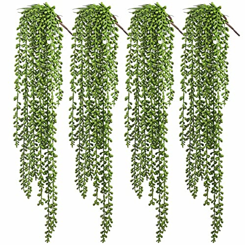 Meiliy Künstliche Sukkulenten zum Aufhängen, Sukkulenten, künstliche Sukkulenten, ungetopfte Zweige, Perlenkette, Pflanze für Zuhause, Küche, Büro, Hochzeit, Garten, Handwerk, Kunstdekoration (71,1 cm
