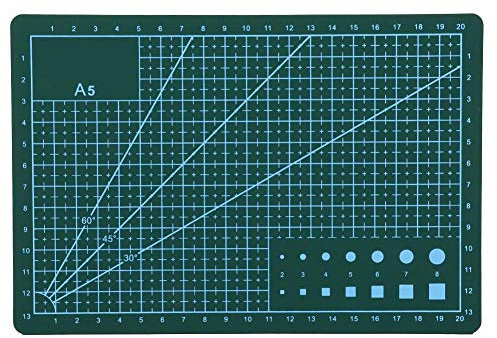Miskall Rollschneider-Set, A5, langlebige PVC-Schneidematte, selbstheilendes, handgefertigtes DIY-Werkzeug, Flexibles Kunststoff-Schneidebrett, Matten-Set(grün)
