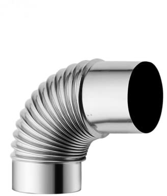 Tubo adattatore per canna fumaria a gomito a 90 gradi, in acciaio , prolunga per stufe a legna, 60 mm/70 mm/80 mm