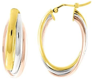 18k Creolen 3 Gold - Ohrringe Durchmesser 20 mm - Damen Goldschmuck 750/1000