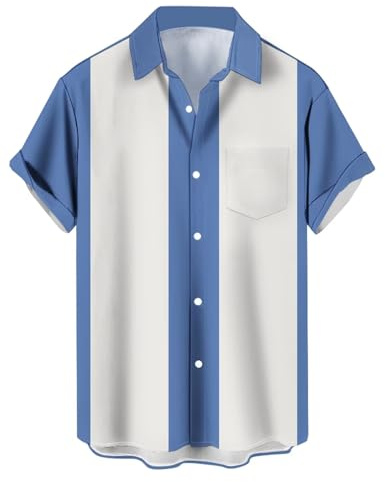 Lzzidou Hawaiihemd mit Knopfleiste, kurzärmelig, Rockabilly, 50er-Jahre-Look