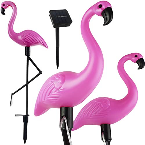 Lot de 3 lampes solaires de jardin flamant rose 21151