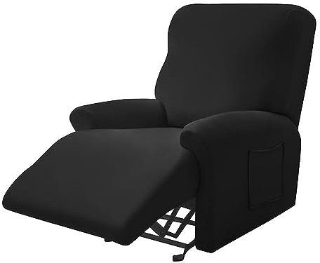 Highdi Stretchhusse für Relaxsessel Komplett Sesselschoner, Stretch Relaxsessel Bezüge - Einfarbig Elastisch Sesselbezug für Fernsehsessel Liege Sessel (Schwarz,1 Sitzer)