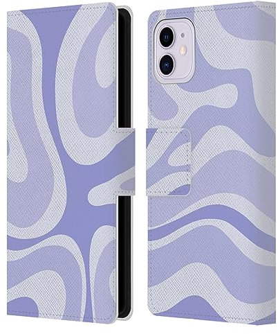 Head Case Designs Offizielle Kierkegaard Design Studio Modern Liquid Swirl Violett Kunst Leder-Wallet-Hülle Kompatibel mit Apple iPhone 11