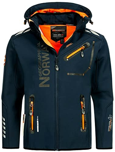 Geographical Norway Herren Herbst Winter Jacke Softshell Jacke Outdoor Regen Übergangs, Farbe:Navy, Größe:4XL