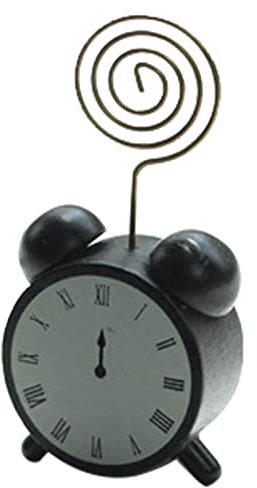 Tischkartenhalter Retro TV Kamera Telefon Form Holz Vintage Tischnummern Halter mit Wirbeldraht, Fotohalter Menü Memo Clips für Party Hochzeit(Clock)