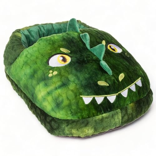 MIJOMA – Kuscheliger Plüsch-Fußwärmer, 100% Polyester, Vielseitige Designs, Perfekt zur Entspannung und Wärmetherapie, OneSize, 35 x 28 cm, Beide Füße Passen (Dinosaurier)