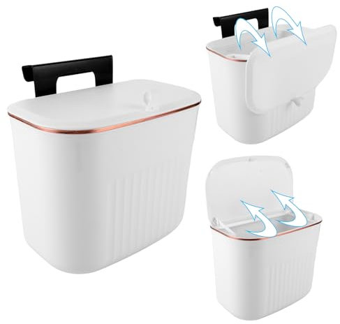 VIDETOL Cubo de basura de cocina, 7 L, para colgar en la pared, para armario, baño, dormitorio