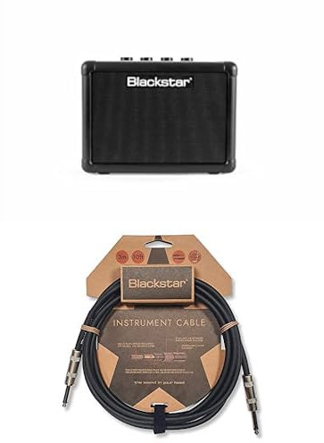 Blackstar Fly 3 Black Portable Battery Powered Mini Electric Guitar Amp MP3 Line In & Headphone Line Out + Blackstar 3m (10ft) Instrument Cable Straight Jack to Straight