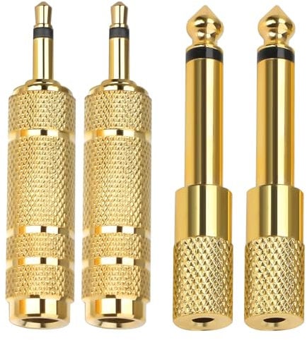 Ormromra 4 Pcs Headphone Jack Converter, Stereo Adapter, 2 3.5 mm (1/8 Inch) Male to 6.35 (1/4 Female, Adapter