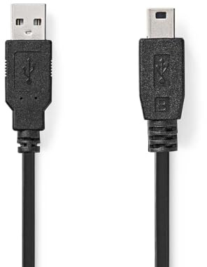 NEDIS USB-Kabel - USB 2.0 - USB-A Stecker - USB Mini-B 5 pin Stecker - 480 Mbps - Vernickelt - 3.00 m - Rund - PVC - Schwarz - Label