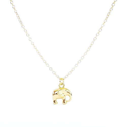 ALICIA'S DIARY Goldene Halskette mit kleinem Elefanten Charme, echt Silber Kette vergoldet, Geschenk Mama, Freundin, Muttertag, Valentinstag, Geburtstag