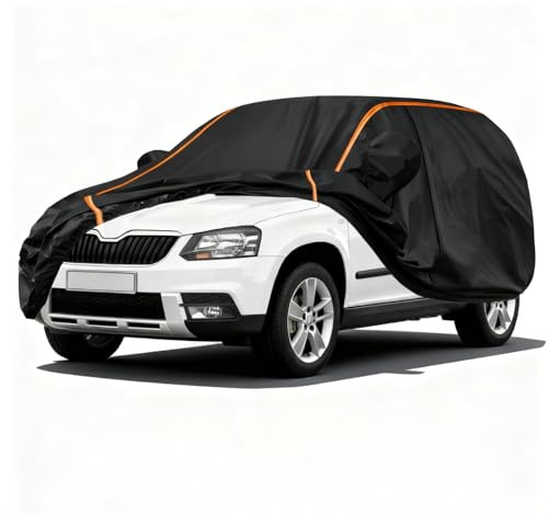 Abdeckplane Auto für Skoda Yeti(2011-2017) | Autoabdeckung, regenfest, sonnenfest und staubdicht, mit Reißverschlüssen und reflektierenden Streifen