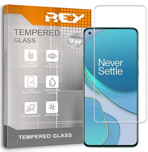 REY Pack 2X Bildschirmschutz aus gehärtetem Glas für ONEPLUS 8T - 9R, Schutzfolie, Displayschutzfolie 9H+ Härte, Anti-Kratzen-Öl-Bläschen