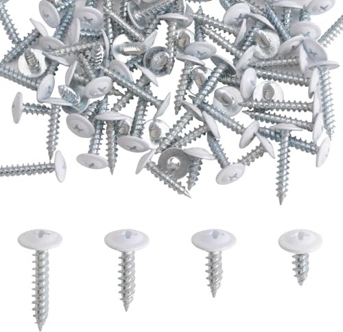INCREWAY Lot de 120 vis à bois blanches à tête bombée en acier au carbone auto-taraudeuses pour plaques murales, 4 tailles