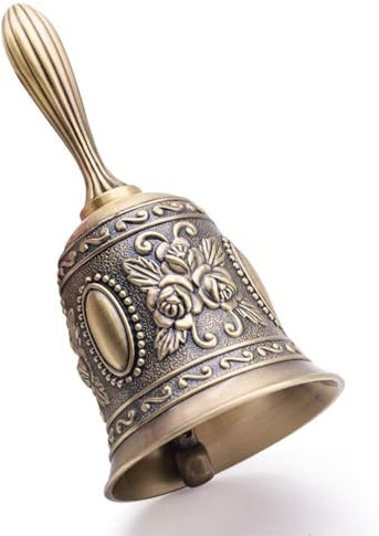 FANXIYA Campanello da Tavolo in Ottone, Campanella da Tavolo a Mano, Campanella a Mano Classica a Mano (Colore Bronzo)