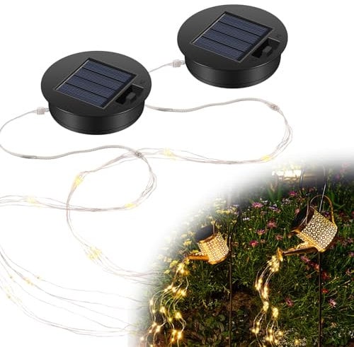 Diealles Shine Solarleuchten Ersatz für Solar Giesskanne, 2 Stück LED Warmweiß Licht Solardeckel für Gläser, Wasserdicht Solar Ersatzdeckel 8CM, Solarlampen Ersatzteile für Außen Garten Decor