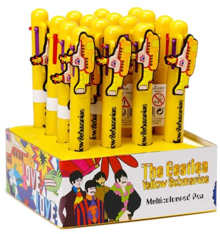 Puckator The Beatles Yellow Submarine Multi Colour Pen with Charm 6 Colours - Great Gifts for Students From Teachers - Multicolour Pen - End of term Gifts for Pupils - Coloured Pen as Class Gifts