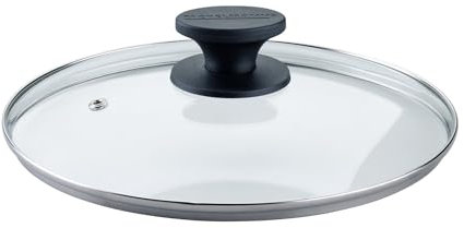 Fackelmann Tapa de cristal de 24 cm, resistente al calor, mango de baquelita Shadow Black, tapa universal ideal para cualquier hogar