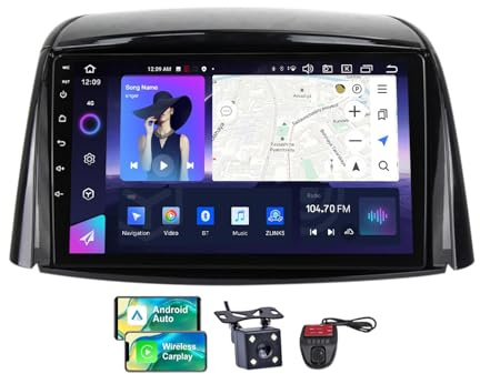 ZZPHKK Android 13 Car Radio für Renault Koleos 2008-2016 Wireless Carplay Android Auto 9 Zoll Touchscreen DSP Multimedia Player GPS Navigation BT 5.0 FM/RDS SWC + Reversing Camera(NF-3)
