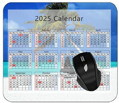 YENDOSTEEN Basics Tapis de Souris,Gaming-2025 Calendrier Tapis de Souris de Jeu, Palmiers des Maldives la Vitesse et la précision Améliorées pour PC,Ordinateur