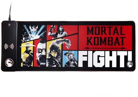 Numskull Games Mortal Kombat XL RGB Gaming-Mauspad mit 15W kabellosem Ladegerät | Anpassbare LED, rutschfest, wasserabweisend