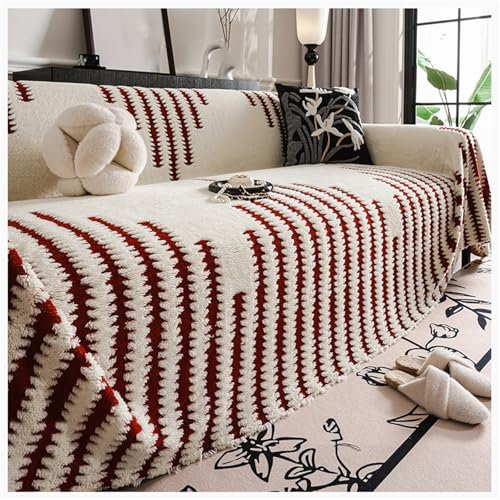 BBEQRVV Chenille Couch Sofa Cover, Washable Couch Cover Blanket for Dogs Pets, Oversized Sectional Sofa Slipcovers for Living Room(Rot,180x180cm/71x71in)