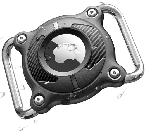 ONEONTA Airtag Hund | Airtag Halsband Hund Wasserdicht - Airtag Anhänger Hund - Airtag Halter Hund mit Abnehmbarer Metallschlaufe, Extrem Langlebig, Leicht, für Breite 3 cm/Dicke 4,5 mm, Schwarz