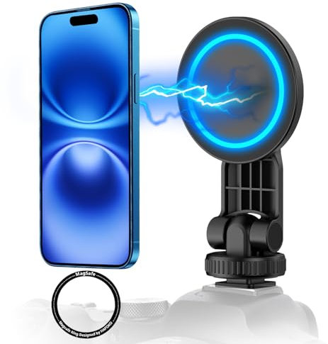 Magnético Trípode Montura Abrazadera con Fría Zapata, 1/4 Magnético Cámara Teléfono Montaje Compatible para iPhone 16/15/14/13/12 Pro MAX, Android Dispositivos Fotografía Accesorios