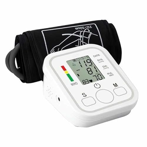 Tensiómetro- Tensiometro de Brazo Digital con pantalla LCD, Medidor de Tension Arterial y Frecuencia Cardiaca, Memoria 2x99, Carga USB C, Cable Incluido