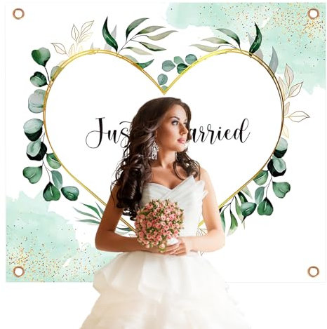 Lunaanda Hochzeitslaken zum Ausschneiden, 200x180cm, Just Married Herz zum Ausschneiden, Herz Bettlaken Hochzeit, Hochzeitsbanner Herz, Standesamt Überraschung, Geschenk zur Hochzeit