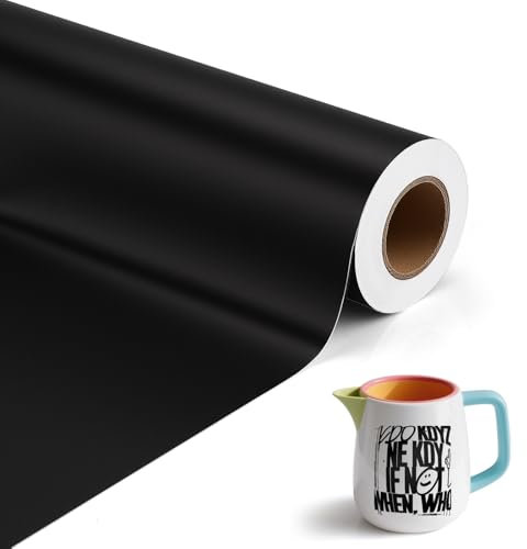 Film en vinyle autocollant pour traceur - 30,5 cm x 500 cm - Noir mat - Imperméable - Autocollant permanent - Pour Cricut Silhouette Cameo - Pour Diy