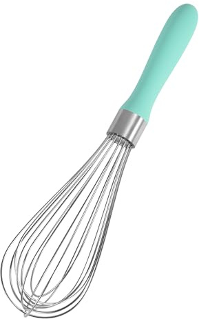 Doosu Hand Balloon Whisk, 18/8 Stainless Steel, 28cm/8 Wires, Aqua Sky