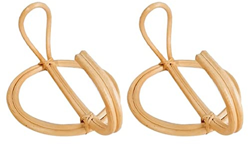 Pluuttiem Rattan Haken EIN der Wand, KleiderbüGel zum AufhäNgen Hut Mantel Organizer Rack Haken zum AufhäNgen, Rattan KleiderbüGel für Kinder