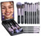 Makeup Brushes Foundation Powder Concealers Eye Shadows Travel Makeup Brush Set with LED light Mirror 14 Pcs Mini Makeup Brushes (PURPLE)
