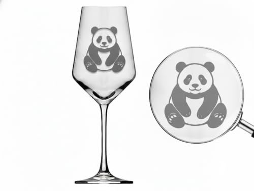 eXODA Weinglas Panda 350 ml niedlich spülmaschinenfest mit Gravur | Füllvolumen 350 ml, spülmaschinenfest, dekoratives Design, für Alltag und besondere Anlässe, geeignet für Weinliebhaber